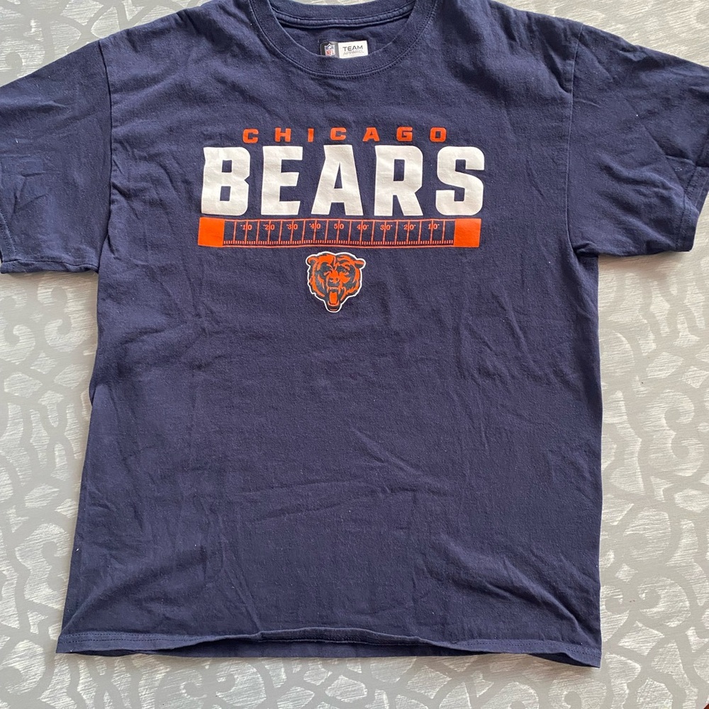 Chicago Bears Navy Blue and Orange Short Sleeve Shirt men’s‎ size large